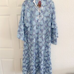 La vie style house Lace Blue Floral Maxi Dress